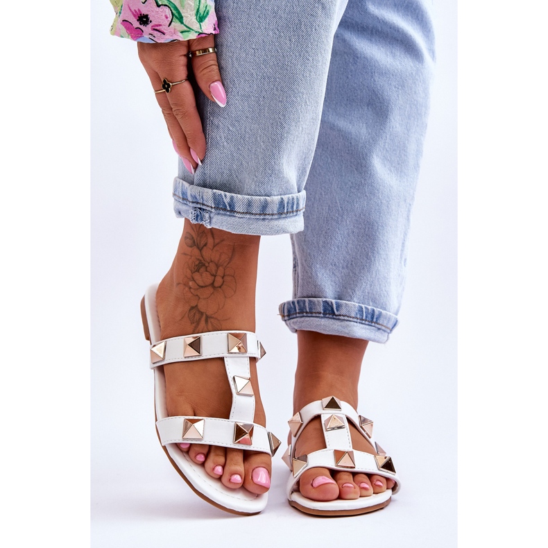 Sandale Damă Cu Știfturi Mari Albe Mercure 1