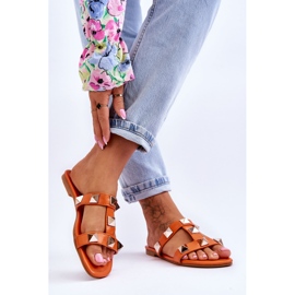 Papuci de damă Mercure portocalii cu știfturi mari portocale 2 Papuci de damă Mercure portocalii cu știfturi mari portocale 2