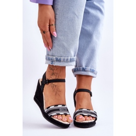 Sandale cu pană confortabile pentru damă Big Star LL274877 Negru 1