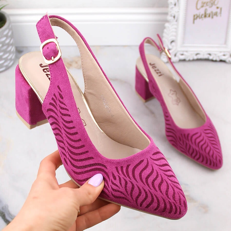 Sandale de damă fucsia cu toc Jezzi RMR2263-4 roz 1