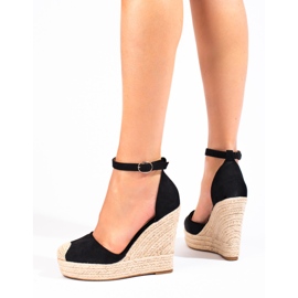SHELOVET Espadrile elegante cu pană negru 1