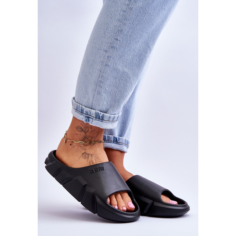 Papuci Big Star din spumă ușoară pentru femei LL274594 Negri negru 1