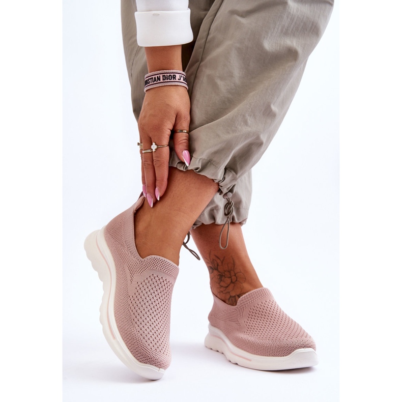 Pantofi de damă din material textil cu slip-on Adiora roz 2