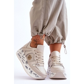 PE1 Pantofi de damă din piele pe o platformă groasă Bej Asturias 1