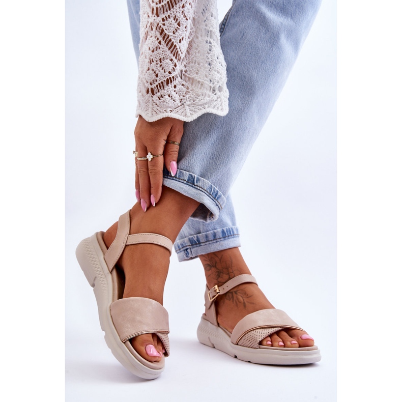 Pantofi Confort de damă Sandale cu pană Nud Ingrid bej 2