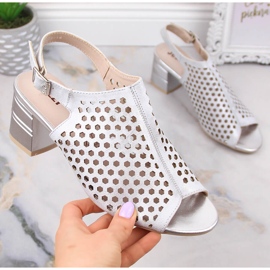 Sandale de damă cu toc argintiu ajurat Jezzi MR1954A-14 1