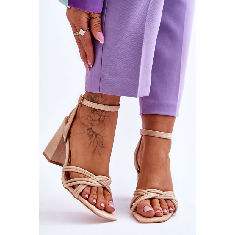 Sandale clasice din piele intoarsa Bej Bernett 1