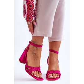 Sandale clasice cu toc Bernett din piele intoarsa fucsia roz 1 Sandale clasice cu toc Bernett din piele intoarsa fucsia roz 1