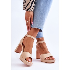 Sandale clasice din piele intoarsa cu platforma Bej Classy 2