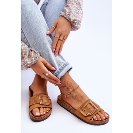 Papuci de damă Camel Festil Suede Platform maro 1