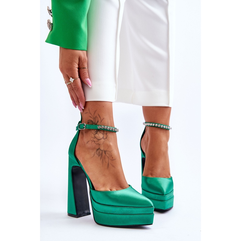 Pompe la modă Pe Toc Verde Santoro 1 Pompe la modă Pe Toc Verde Santoro 1