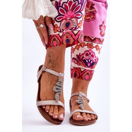 Sandale Piele Cu Sarpe Decorative S.Barski KV-5541-42 Bej 1