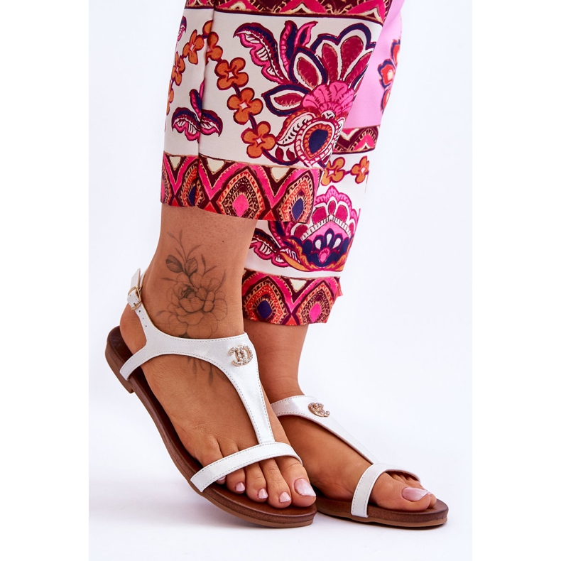 Sandale Plate Cu Decorat S.Barski KV-5541-45 Argintiu 1