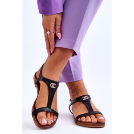 Sandale Plate Cu Decorat S.Barski KV-5541-45 Negru 2