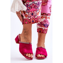 Papuci din piele intoarsa cu toc inalt S.Barski KV-612-2 Fuchsia roz 2