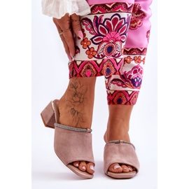 S.Barski Papuci din piele intoarsa cu toc inalt KV-612-2 Bej 1