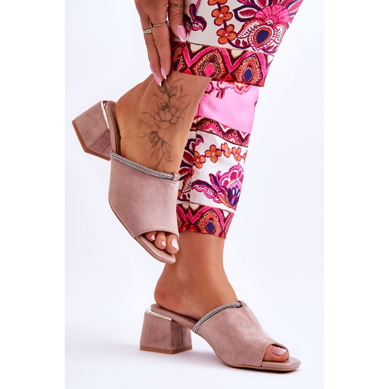 S.Barski Papuci din piele intoarsa cu toc inalt KV-612-2 Bej 2