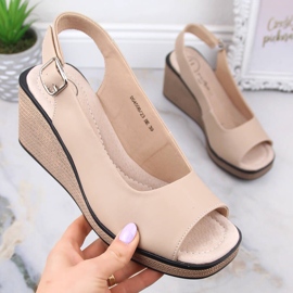 Sandale de damă confortabile din piele Filippo DS4508 bej 1