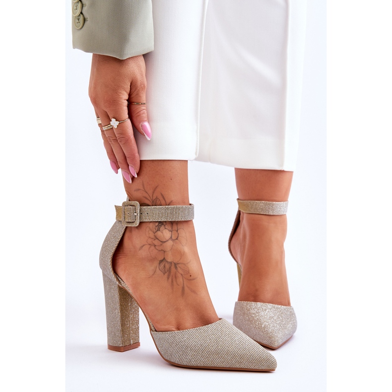 Pompe strălucitoare cu toc înalt Aur True Love de aur 1