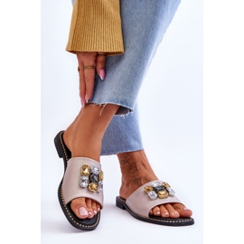 Papuci De Dama Cu Pietre S.Barski KV-2775-31 Nud bej 2