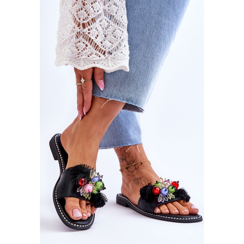 S.Barski Papuci Cu margele decorative KV-2775-47 Negru 2