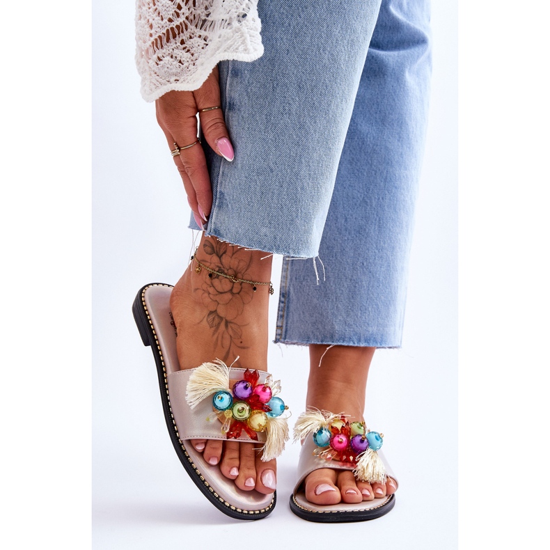 Papuci Cu margele decorative S.Barski KV-2775-47 Nud bej 1