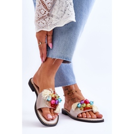 Papuci Cu margele decorative S.Barski KV-2775-47 Nud bej 2