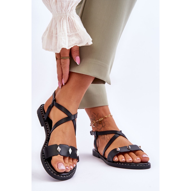 Sandale Clasice Cu Capse S.Barski KV-YXD072-1 Negru 2 Sandale Clasice Cu Capse S.Barski KV-YXD072-1 Negru 2