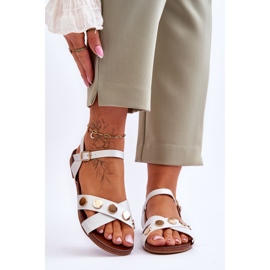 Sandale Plate S.Barski KV-5541-35 Alb si Argintiu 1