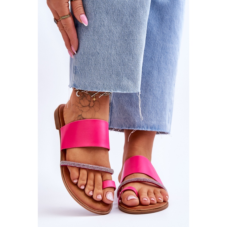Flip Flops Damă Cu Curea Decorativă Fuchsia Sublime roz 1