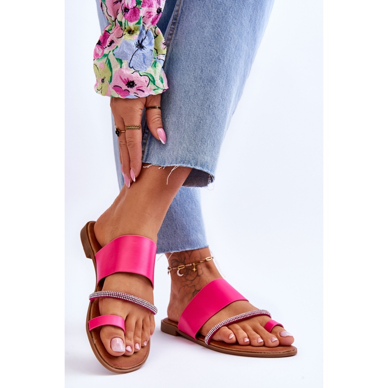 Flip Flops Damă Cu Curea Decorativă Fuchsia Sublime roz 2