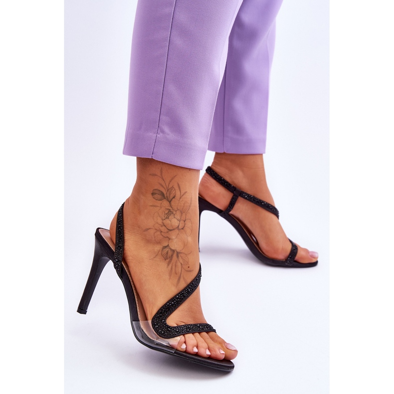 Sandale cu toc înalt cu slip-on negru Colima 2