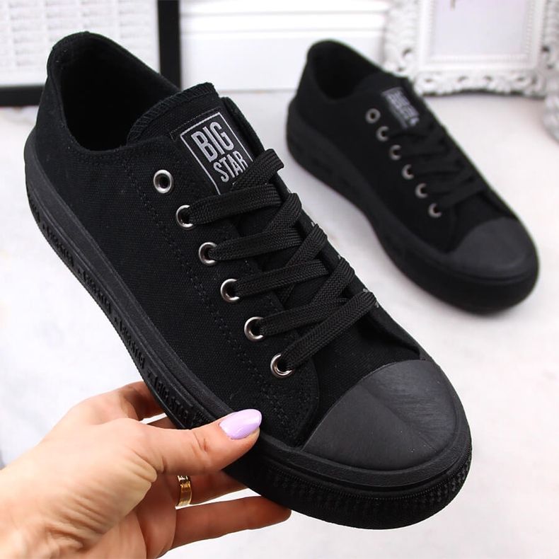 Adidasi de dama pe platforma neagra Big Star LL274A176 negru 1