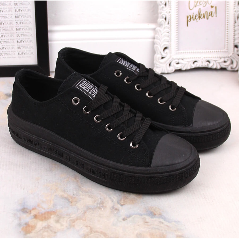 Adidasi de dama pe platforma neagra Big Star LL274A176 negru 2