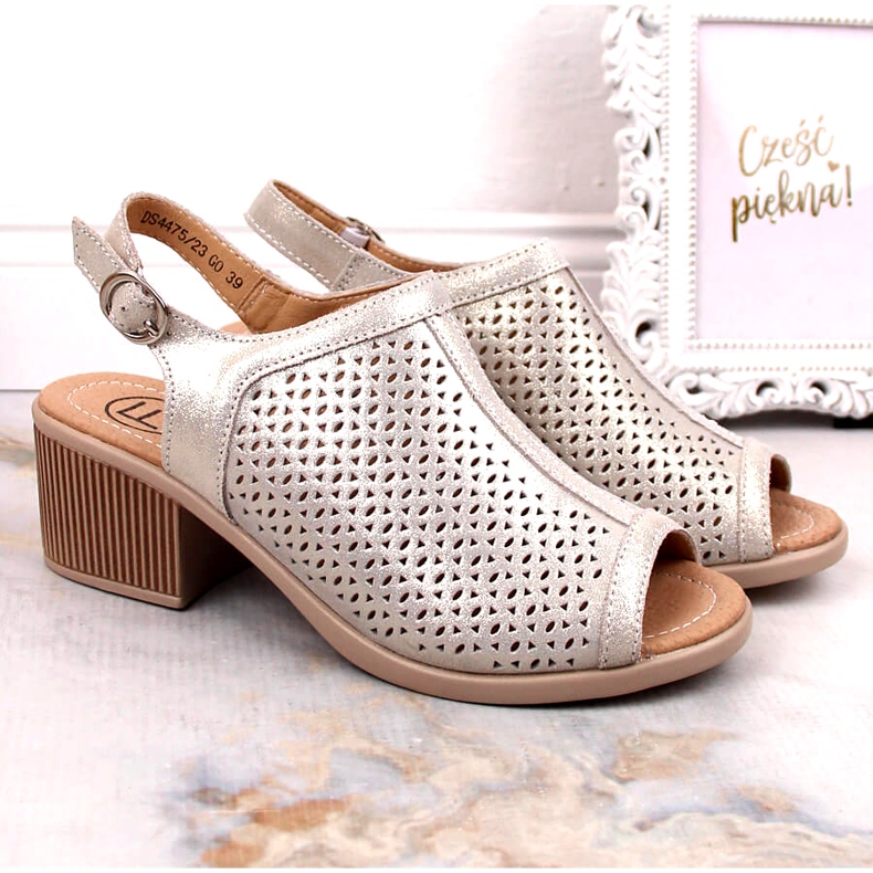 Sandale Filippo din piele ajurata bej/aurie DS4475 de aur 1 Sandale Filippo din piele ajurata bej/aurie DS4475 de aur 1