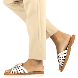 Flip-flops ajurat pentru femei la modă cu zirconi Filippo DK4621/23 WH alb 7
