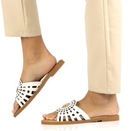 Flip-flops ajurat pentru femei la modă cu zirconi Filippo DK4621/23 WH alb 8