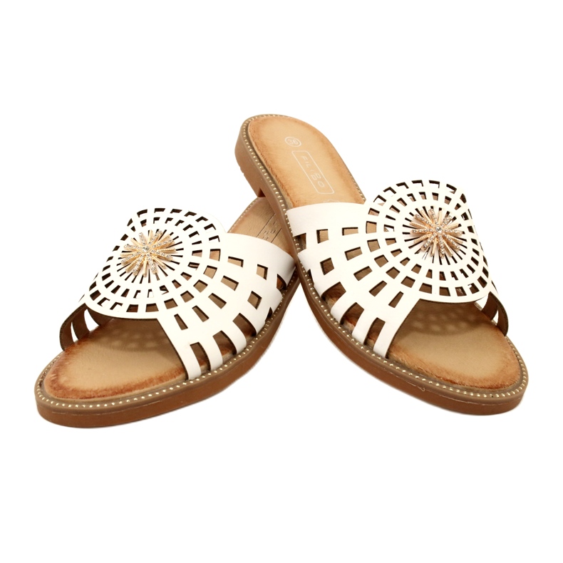 Flip-flops ajurat pentru femei la modă cu zirconi Filippo DK4621/23 WH alb 5