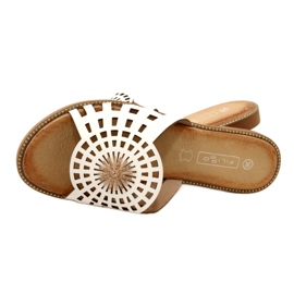 Flip-flops ajurat pentru femei la modă cu zirconi Filippo DK4621/23 WH alb 4