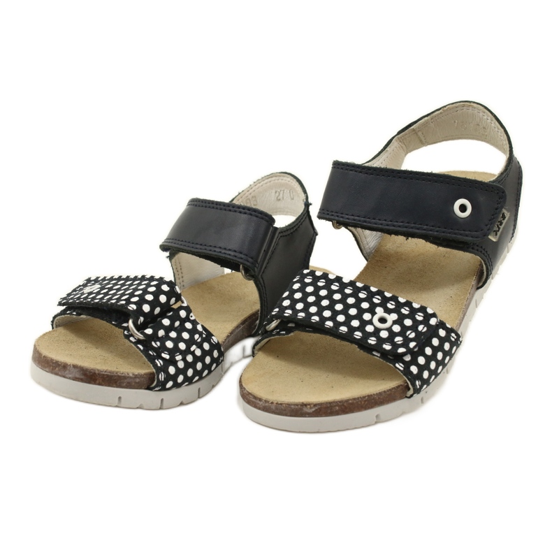 Bartek Sandale de piele albastră bleumarin pentru fete în puncte albastru 3