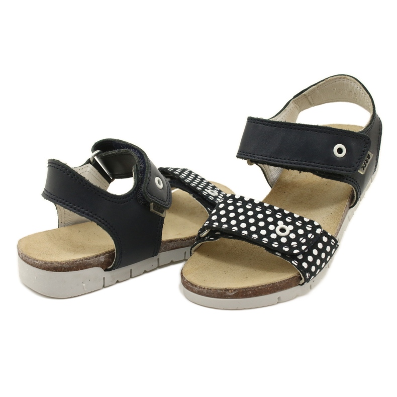 Bartek Sandale de piele albastră bleumarin pentru fete în puncte albastru 4