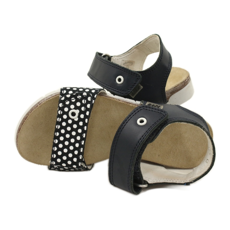 Bartek Sandale de piele albastră bleumarin pentru fete în puncte albastru 5