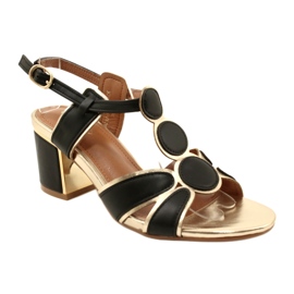 Evento Sandale pentru femei cu un superior decorativ 23SD35-5575 Negru și Aur 1