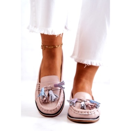 Evento Mocasini De Dama Piele Cu Franjuri Roz Laressa 2