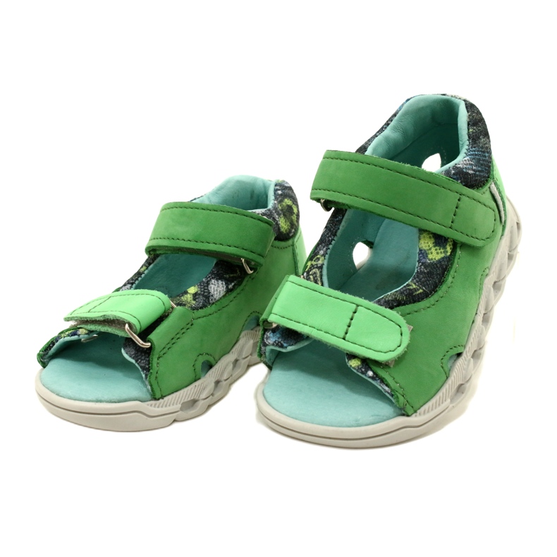 Sandale din piele pentru copii pentru Velcro Mazurek 1363 Green verde 3