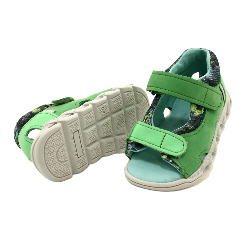 Sandale din piele pentru copii pentru Velcro Mazurek 1363 Green verde 4