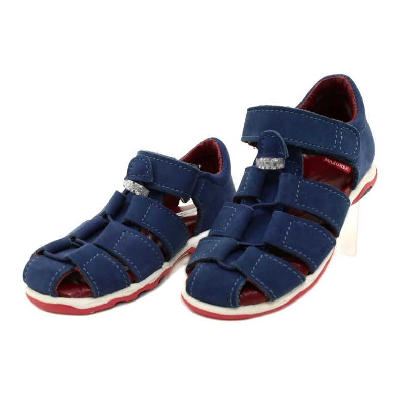 Sandale din piele pentru Velcro Mazurek 1364 Navy Blue albastru 3 Sandale din piele pentru Velcro Mazurek 1364 Navy Blue albastru 3