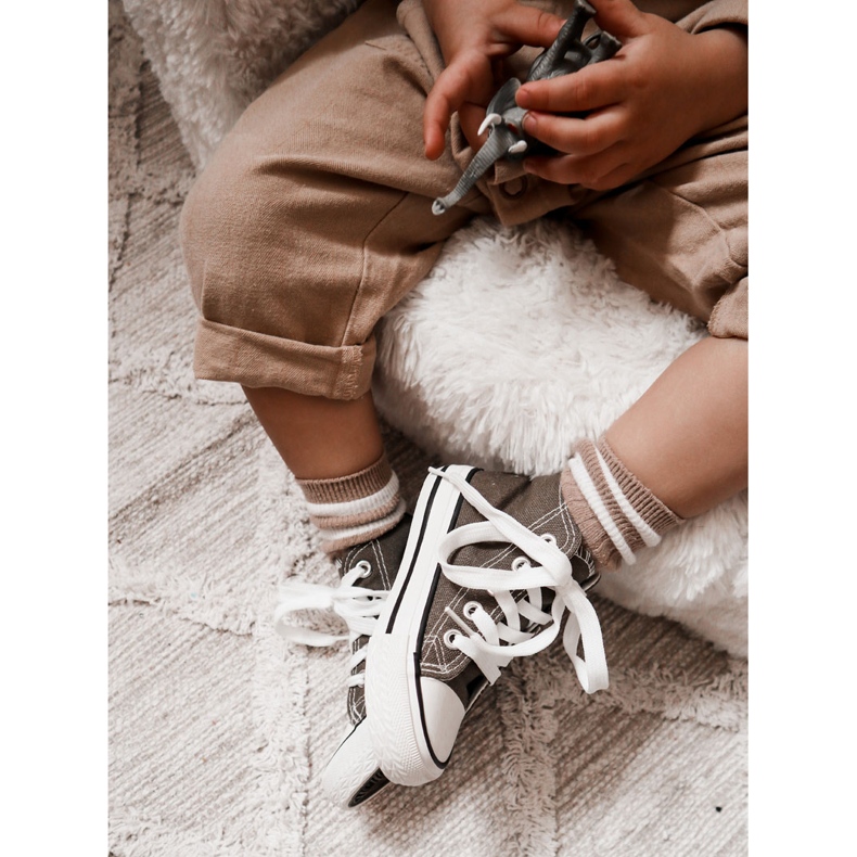 Adidași înalte pentru copii, verde-kaki 1