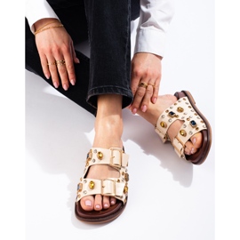 Seastar Flip-flops la modă cu cristale bej 1 Seastar Flip-flops la modă cu cristale bej 1