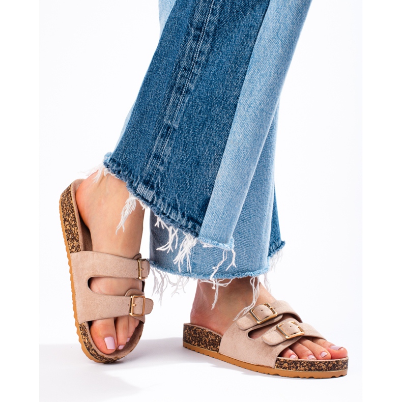 Goodin Papuci comozi cu catarame bej 2 Goodin Papuci comozi cu catarame bej 2